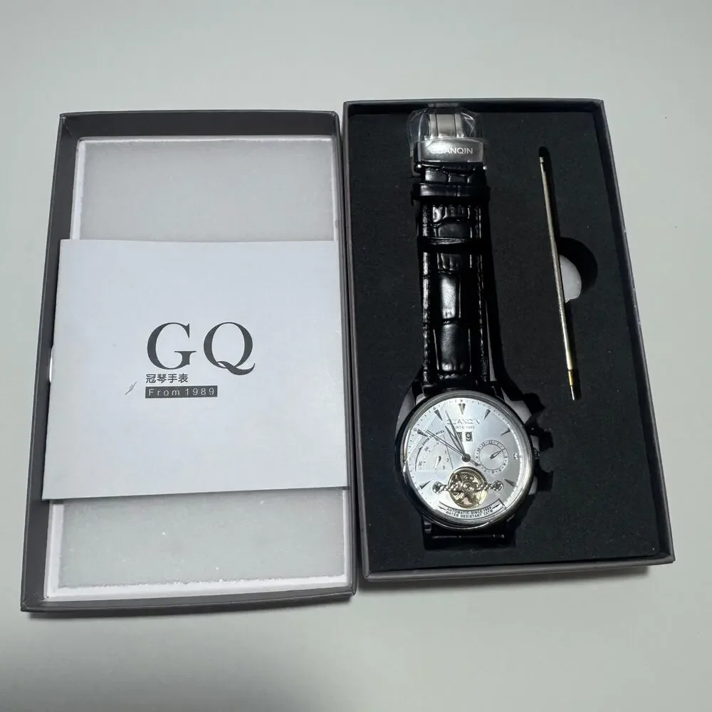 Automatic Men’s Watch – Guanqin - Open Heart Design – Leather Band - NEW in Box - Picture 3 of 8